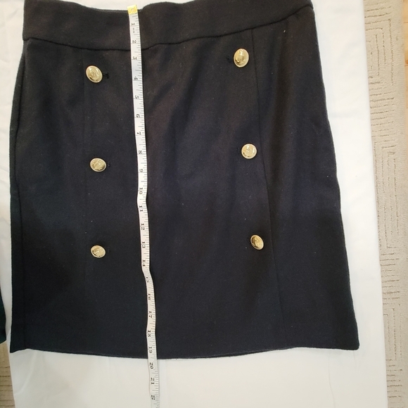 NAUTICA Navy blue Wool Blend Nautical Skirt Front Gold Buttons Size 6 - Picture 4 of 8